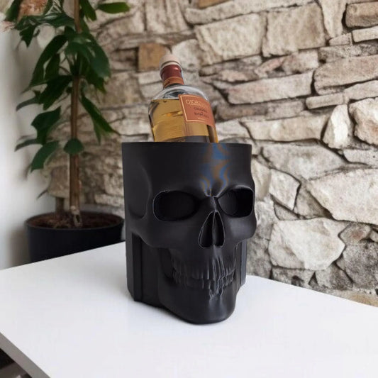 Skull Whiskey Bottle Holder & Cooler – Gothic Bar Decor (3D Printed)