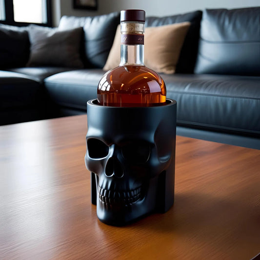 Skull Whiskey Bottle Holder & Cooler – Gothic Bar Decor (3D Printed)
